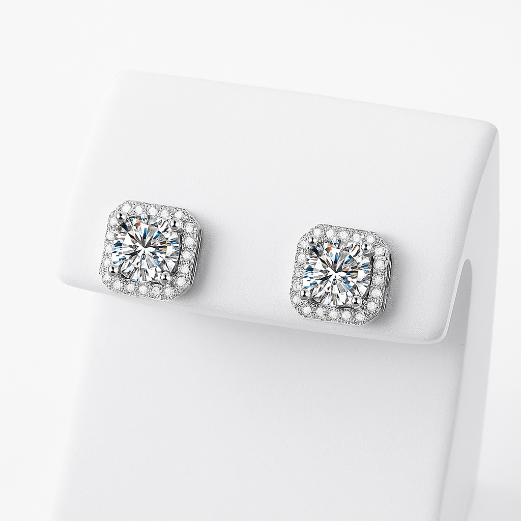 Dazzling D-Color Moissanite Stud Earrings in Sterling Silver