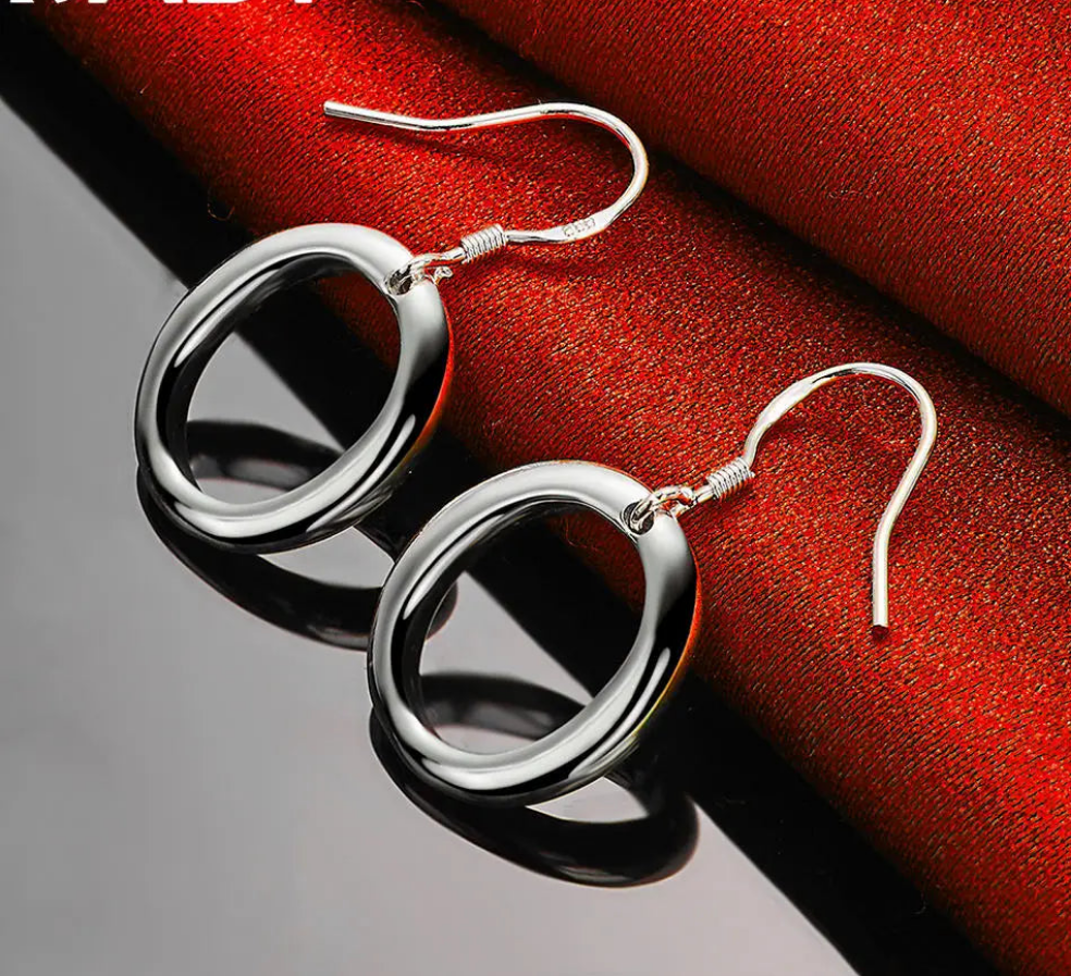 Sterling Silver Circle Drop Earrings