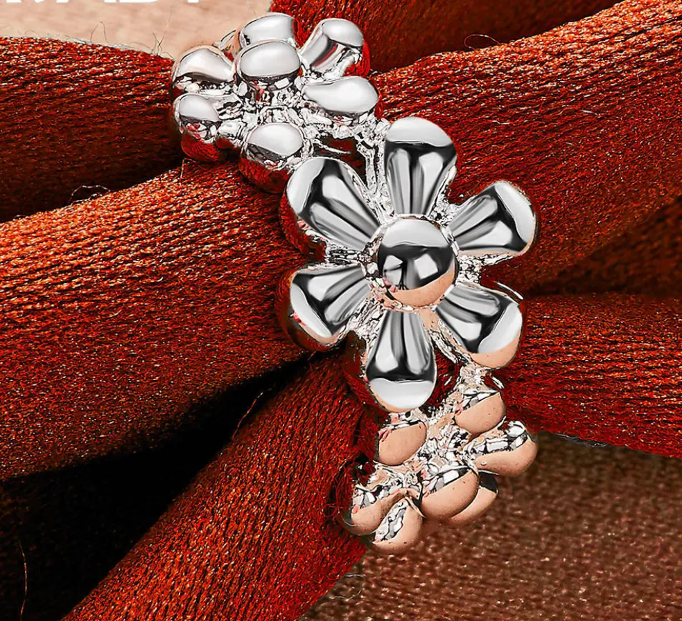 Sterling Silver Three Flower Ring