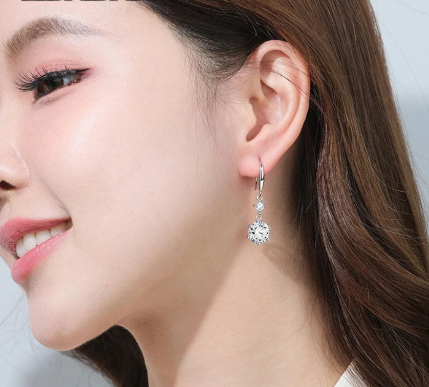 Blue Zircon Long Drop Earrings