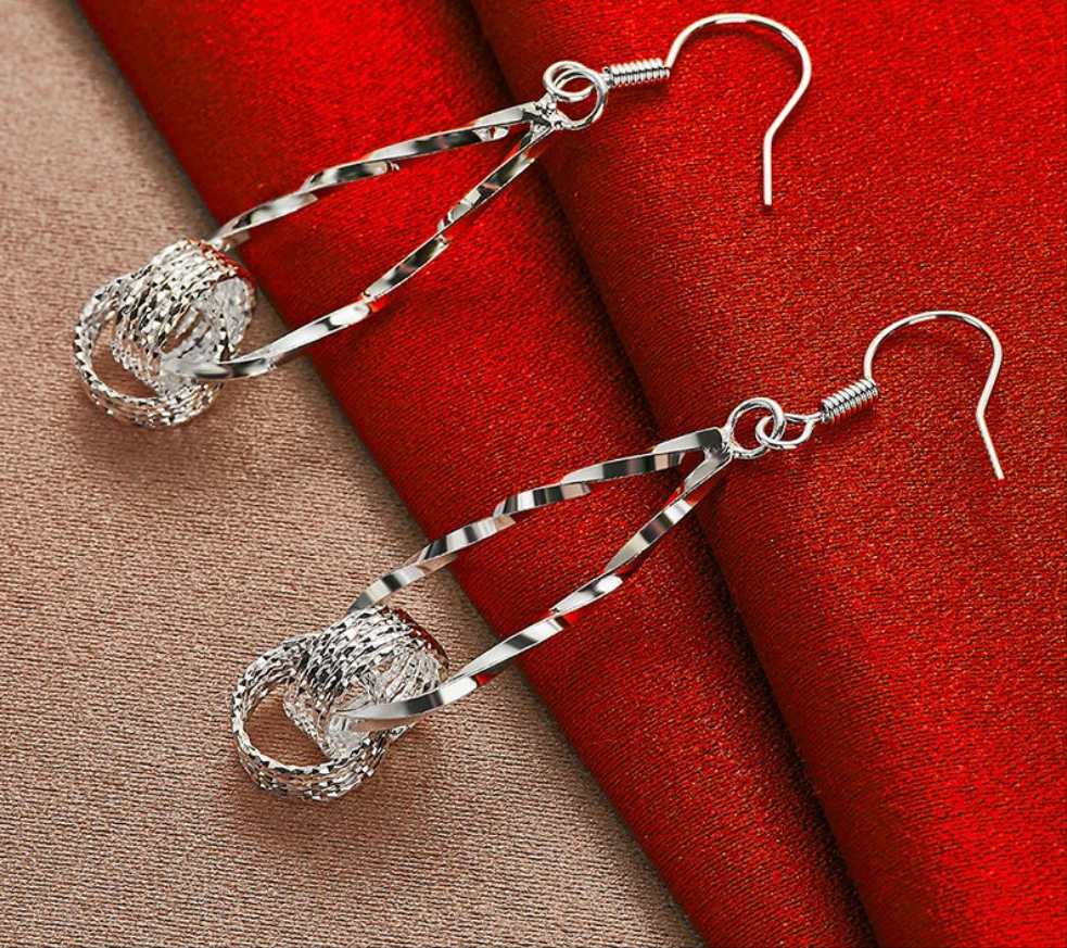 Sterling Silver Woven Circle Earrings
