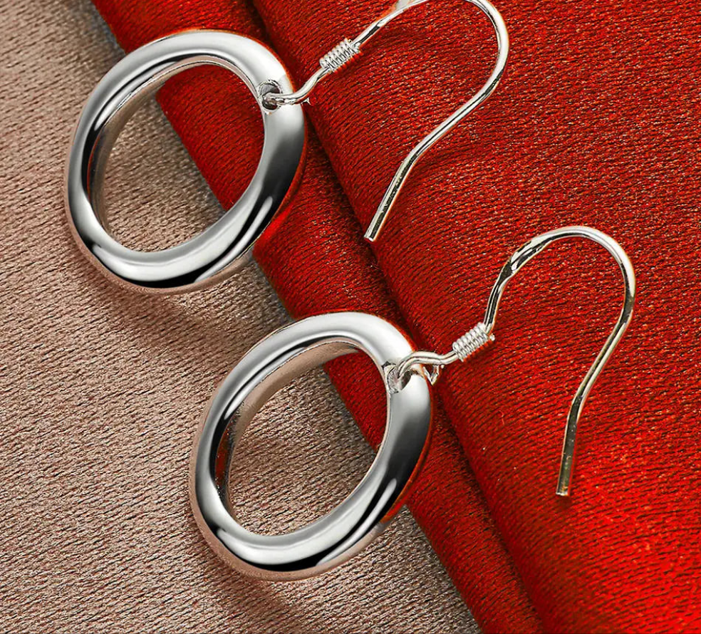 Sterling Silver Circle Drop Earrings