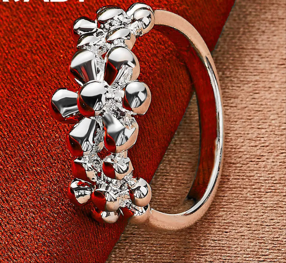 Sterling Silver Three Flower Ring