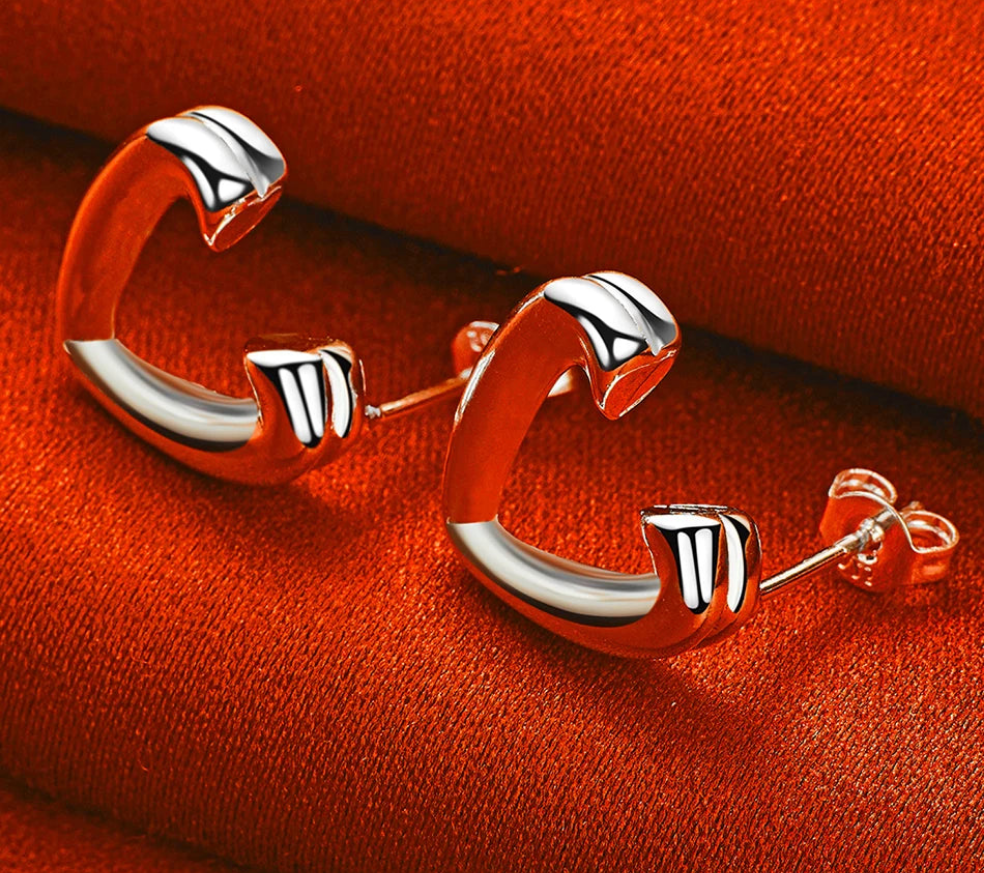 Silver Heart Studs
