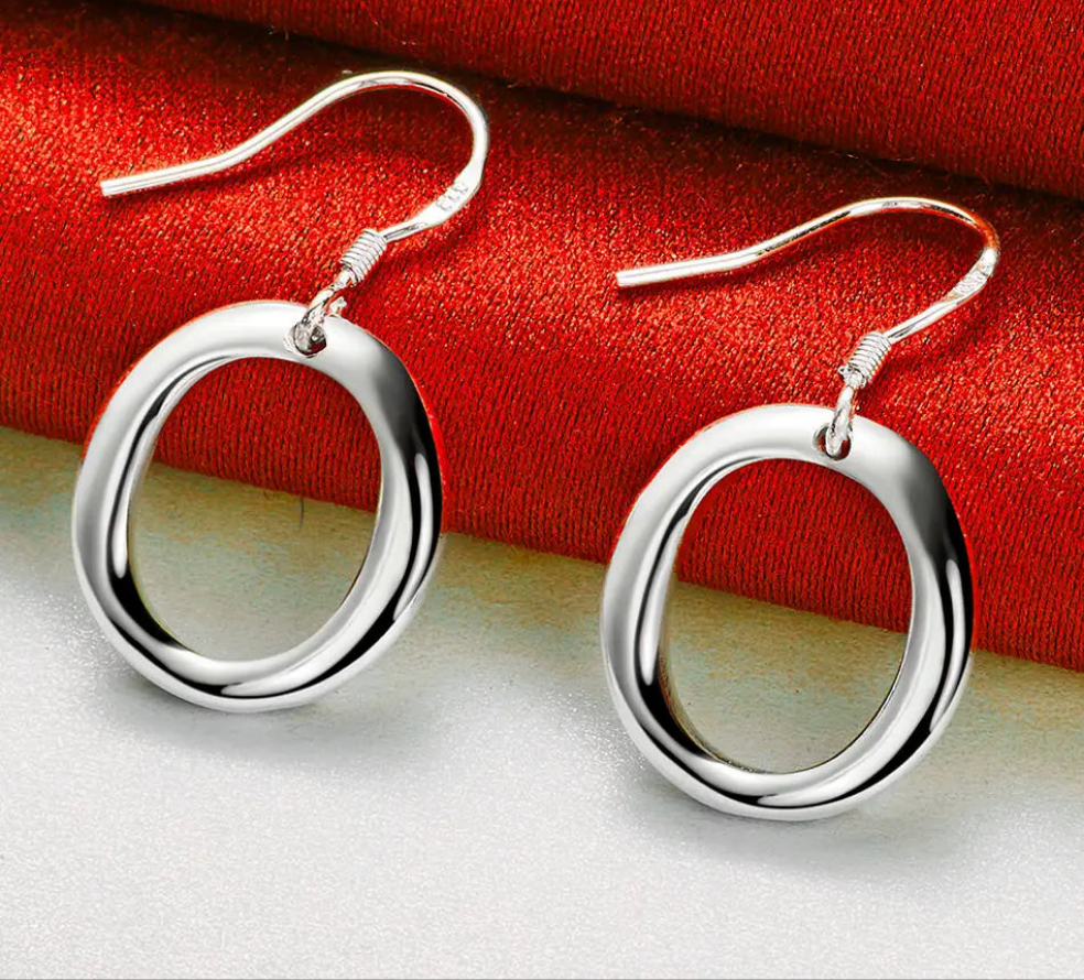 Sterling Silver Circle Drop Earrings