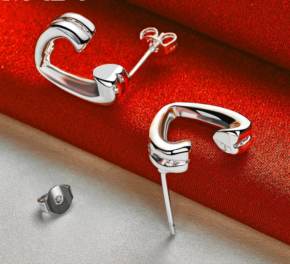 Silver Heart Studs