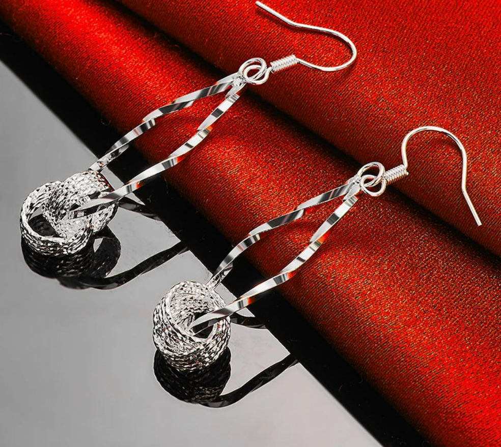 Sterling Silver Woven Circle Earrings