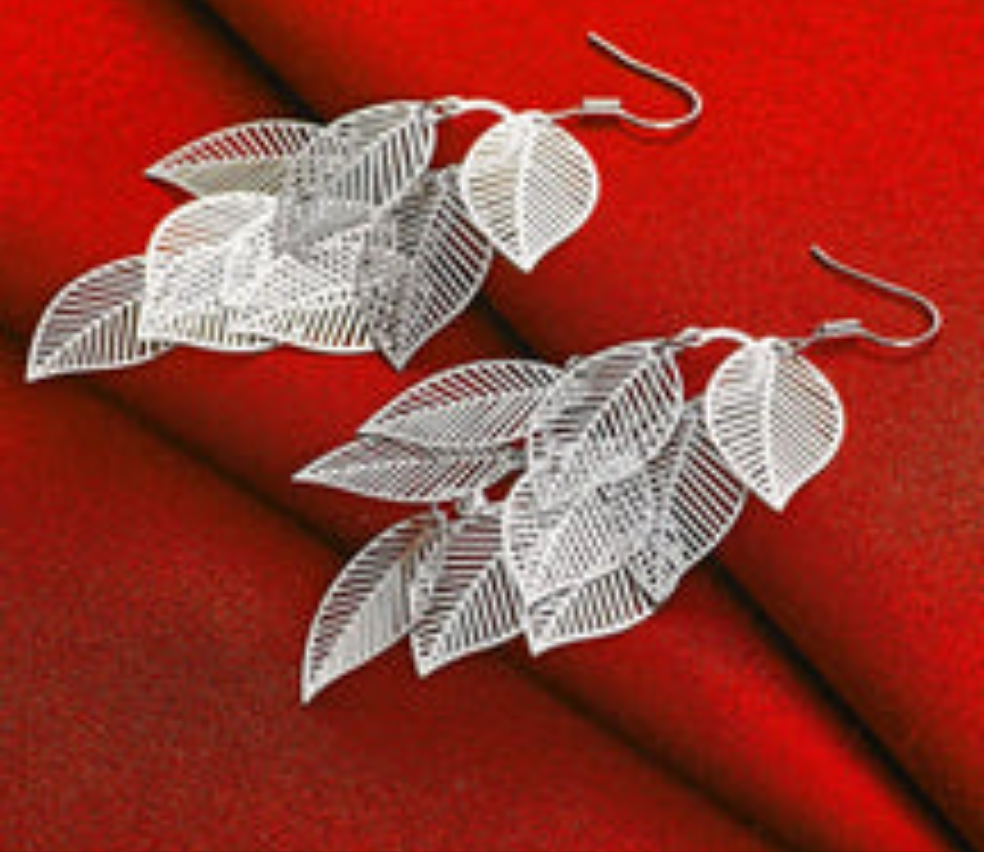 925 Sterling Silver Leaf Drop Earrings