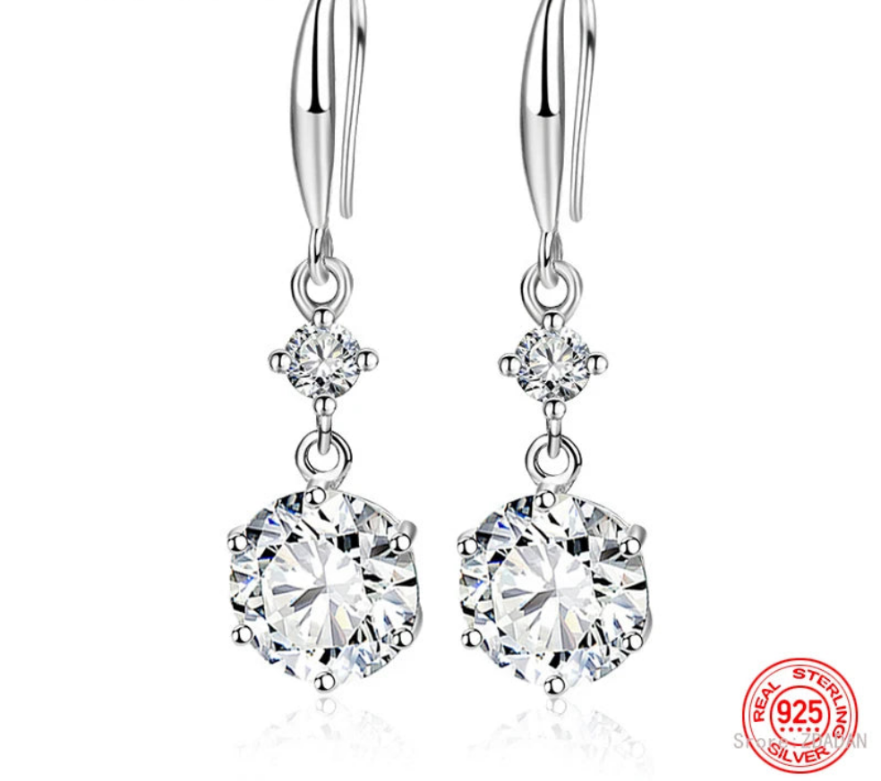 Blue Zircon Long Drop Earrings