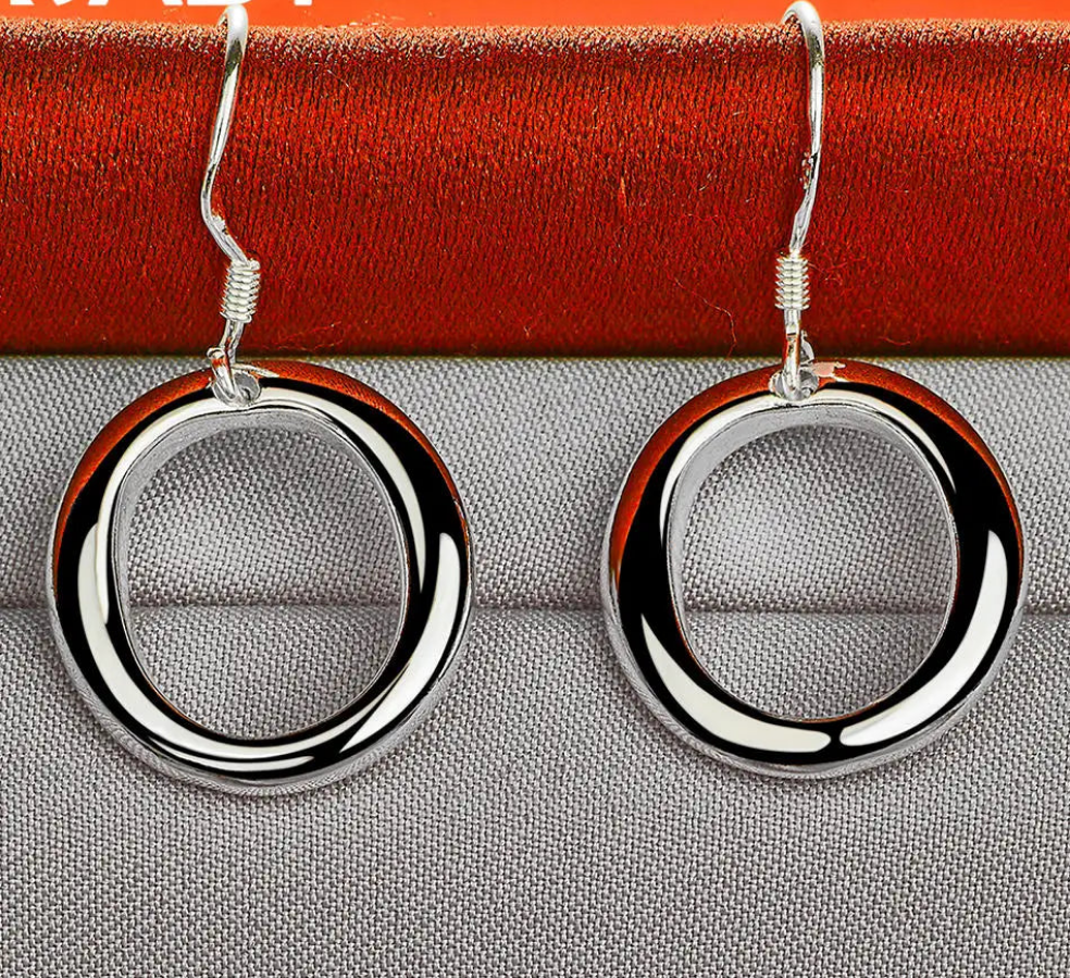 Sterling Silver Circle Drop Earrings