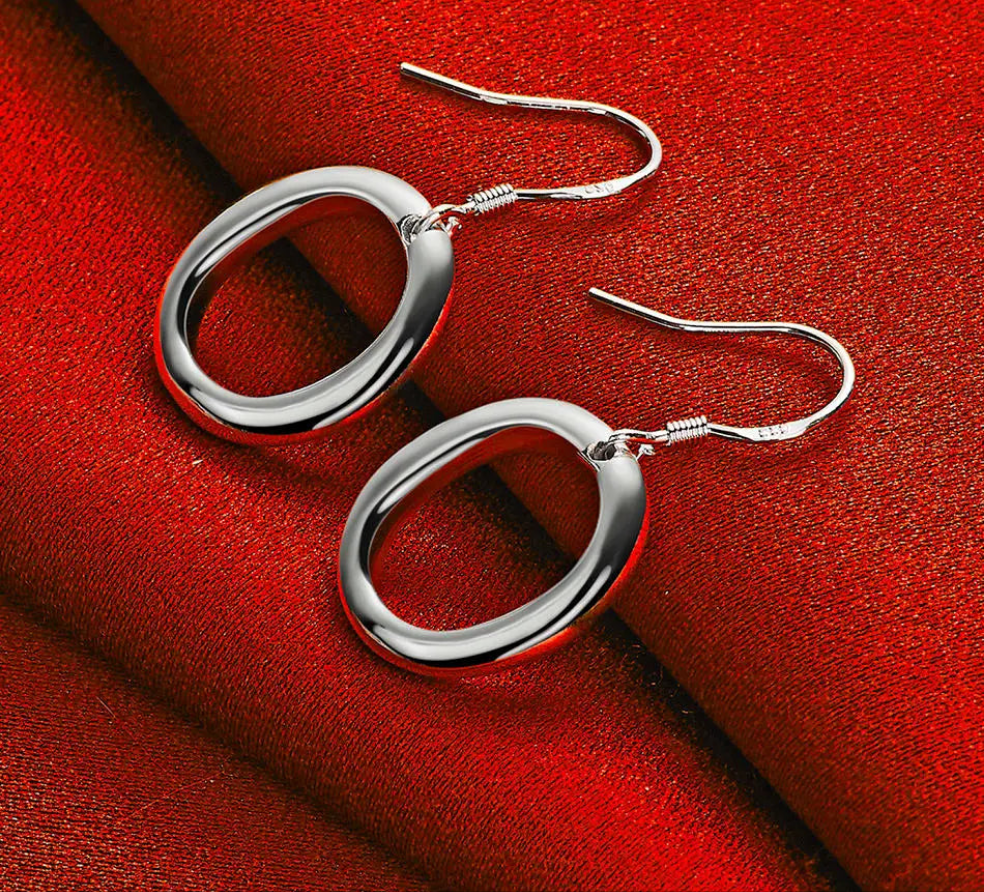 Sterling Silver Circle Drop Earrings