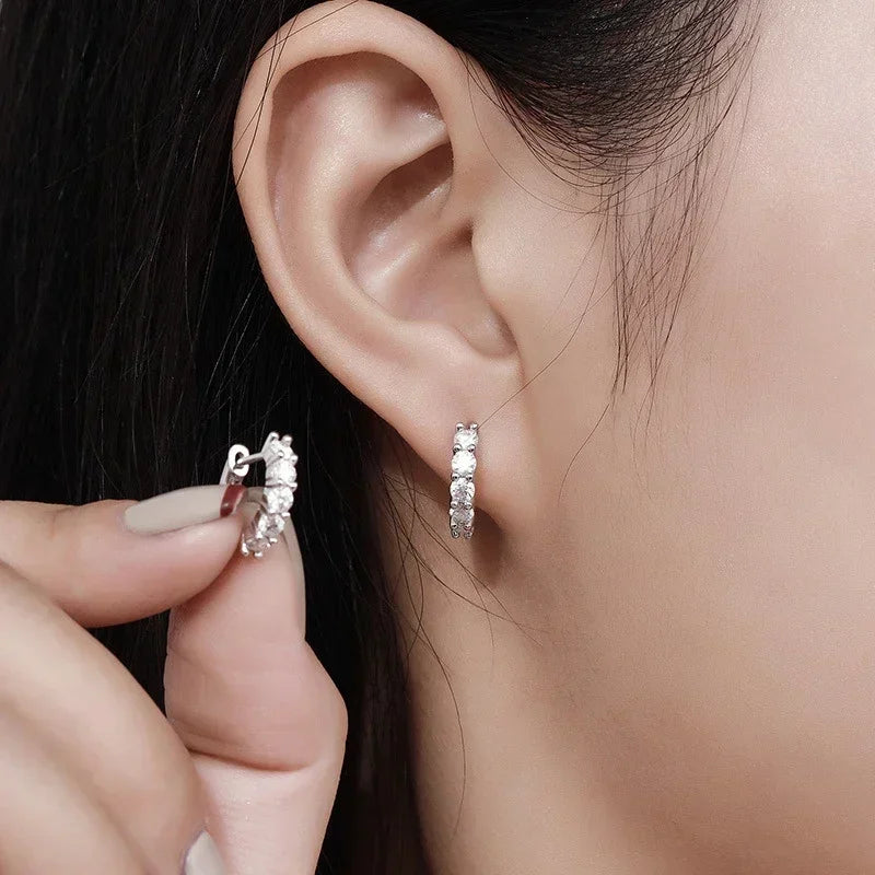 Dazzling 3mm Moissanite Hoop Earrings in Sterling Silver