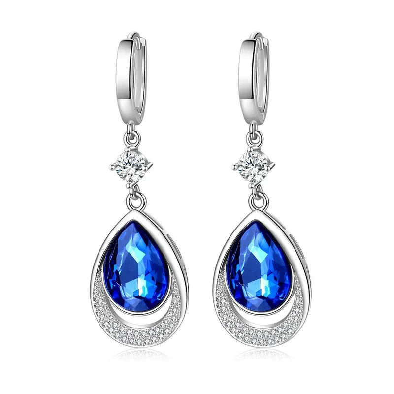 925 Sterling Silver Gemstone Drop Earrings