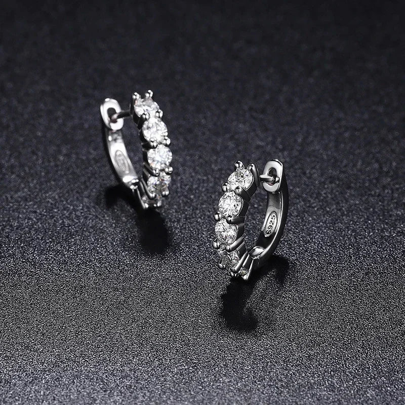 Dazzling 3mm Moissanite Hoop Earrings in Sterling Silver