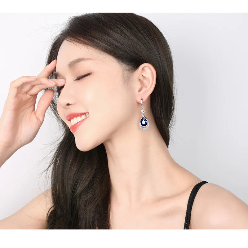 925 Sterling Silver Gemstone Drop Earrings