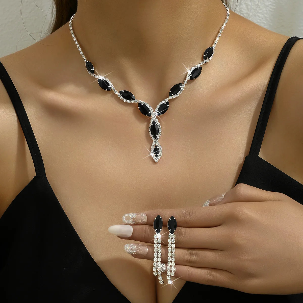 BLIJERY Elegant Purple Crystal Jewelry Sets for Women Crystal Rhinestones Necklace Earrings Bridal Wedding Party Jewelry Sets