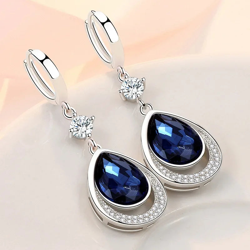 925 Sterling Silver Gemstone Drop Earrings