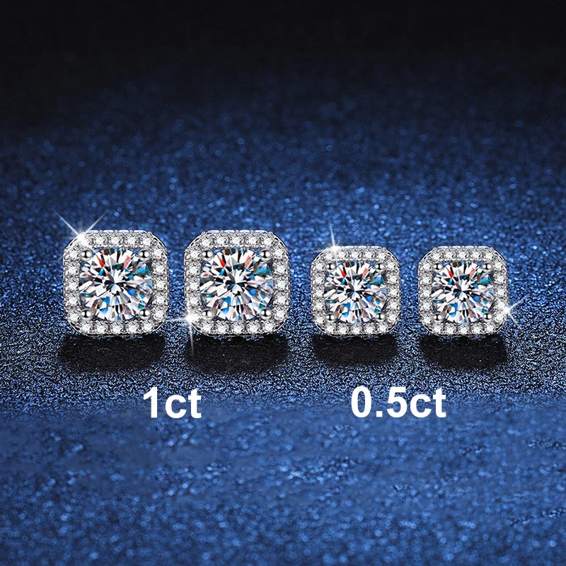 Dazzling D-Color Moissanite Stud Earrings in Sterling Silver