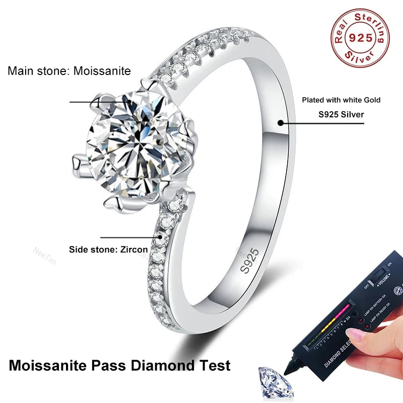 Luxury Moissanite Eternity Ring - Premium Sterling Silver