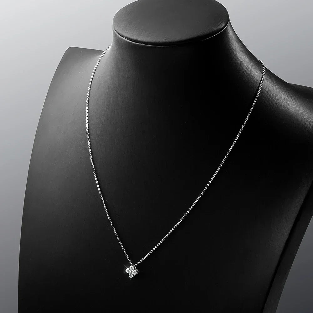 Moissanite Clover Pendant Necklace 18K Gold Plated