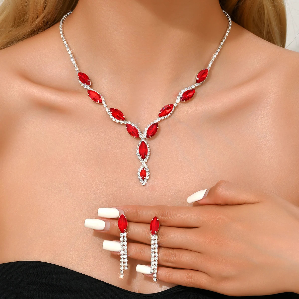 BLIJERY Elegant Purple Crystal Jewelry Sets for Women Crystal Rhinestones Necklace Earrings Bridal Wedding Party Jewelry Sets