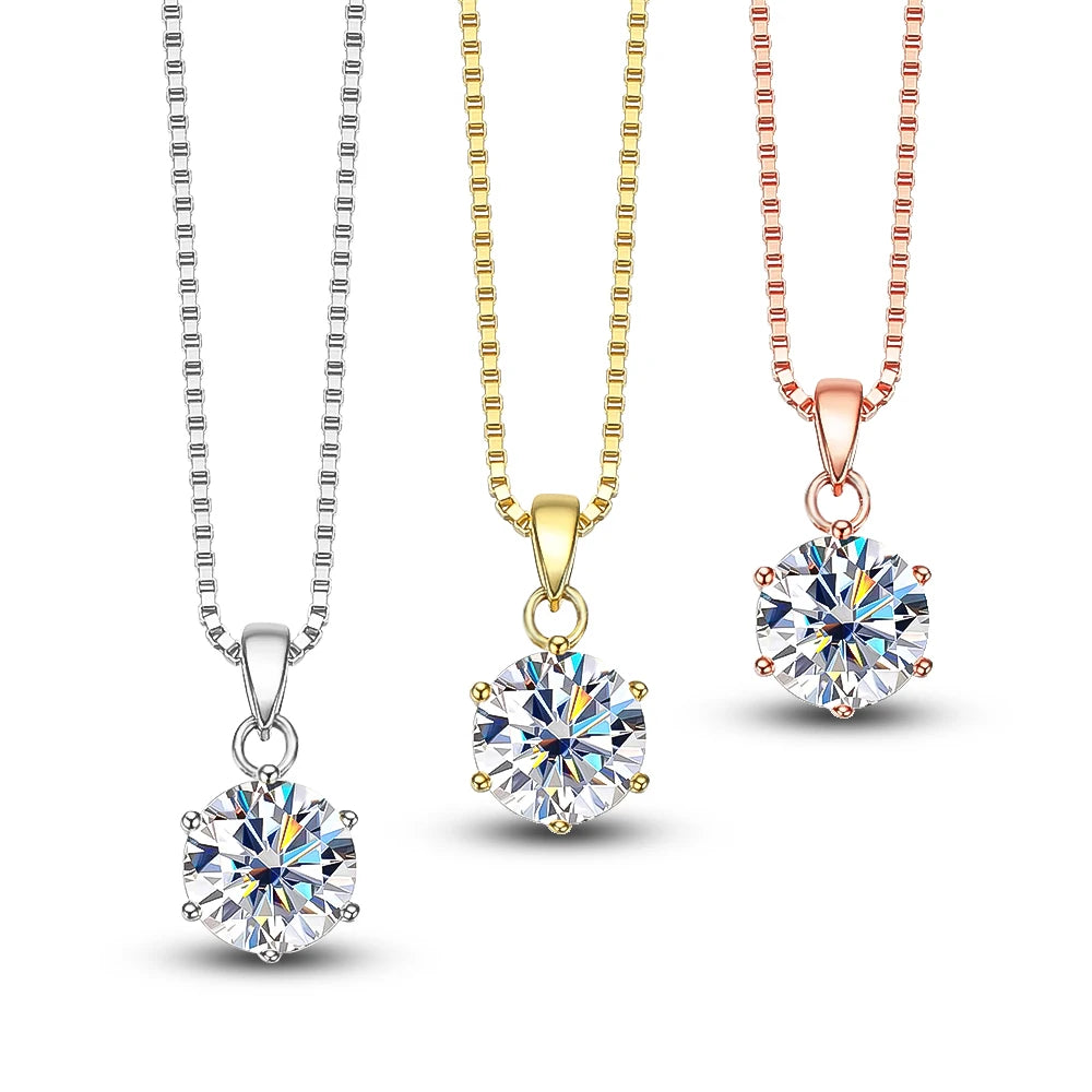 2CT Moissanite Pendant Necklace in Sterling Silver