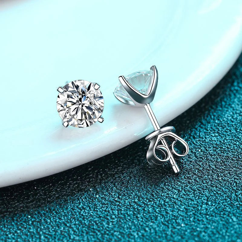 Dazzling Moissanite Stud Earrings in Sterling Silver