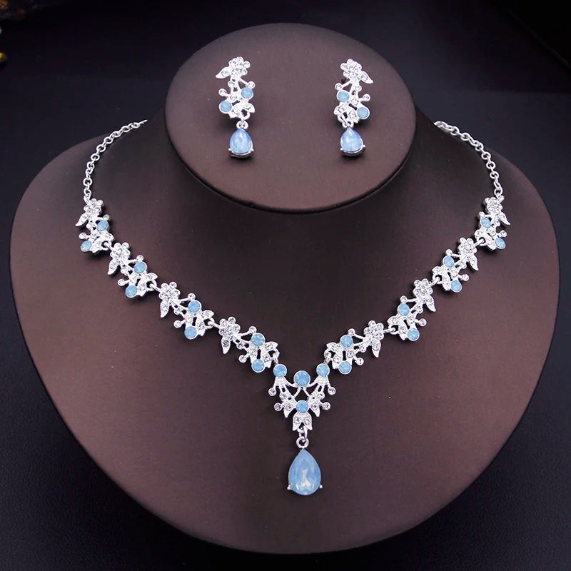Elegant Floral Rhinestone Jewelry Set for Women