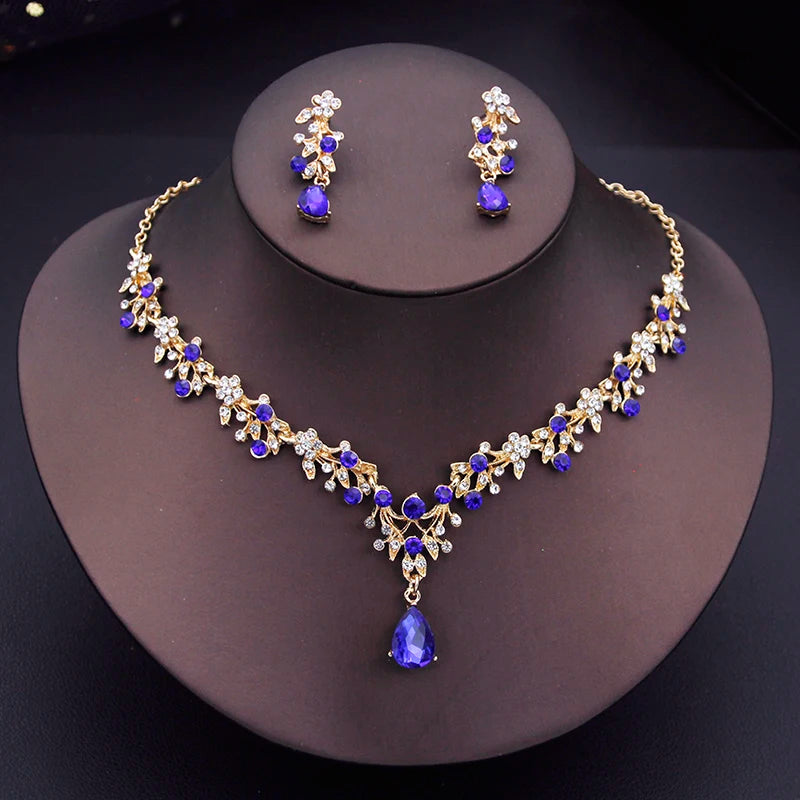 Elegant Floral Rhinestone Jewelry Set for Women