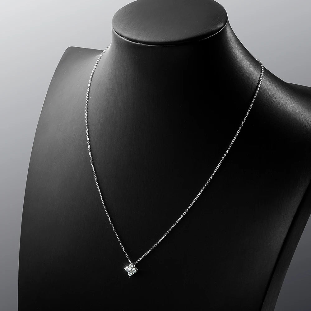 Moissanite Clover Pendant Necklace 18K Gold Plated