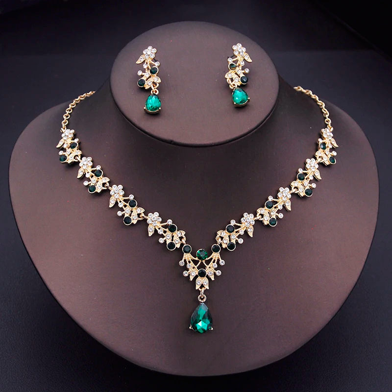 Elegant Floral Rhinestone Jewelry Set for Women