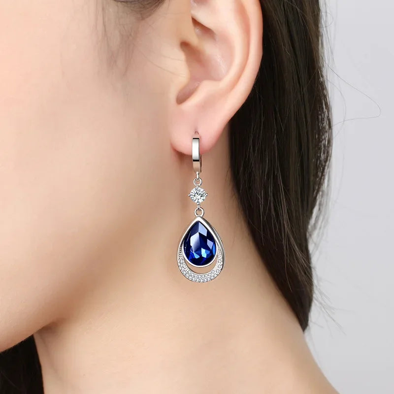 925 Sterling Silver Gemstone Drop Earrings