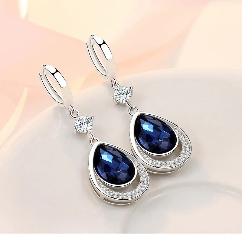 925 Sterling Silver Gemstone Drop Earrings
