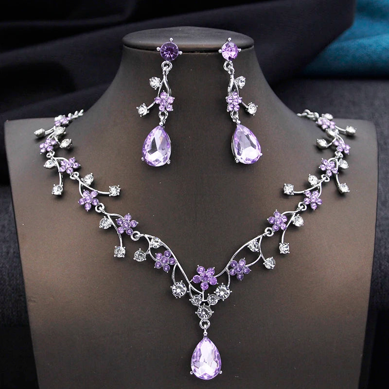 Elegant Water Drop Bridal Jewelry Set - Choker & Earrings