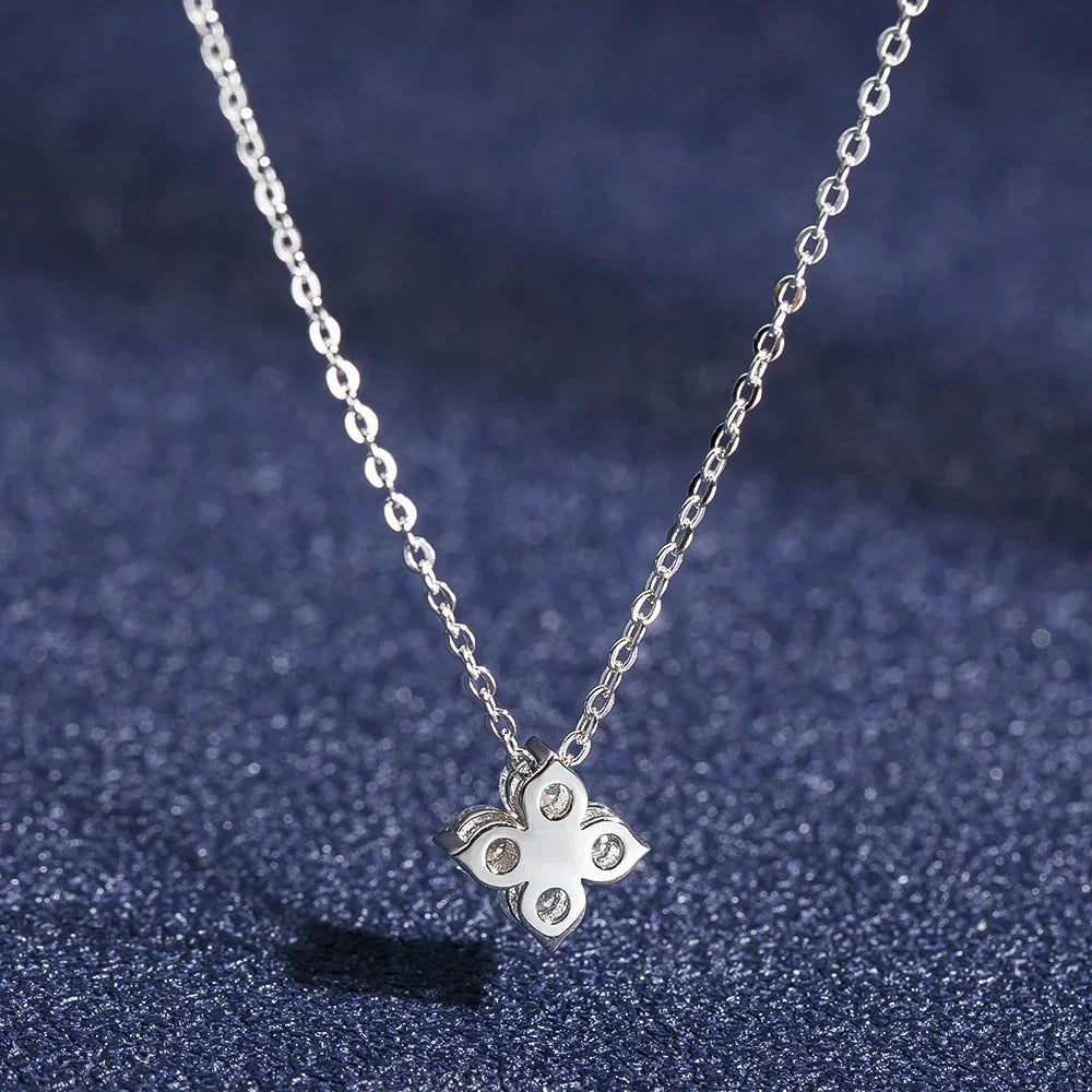 Moissanite Clover Pendant Necklace 18K Gold Plated