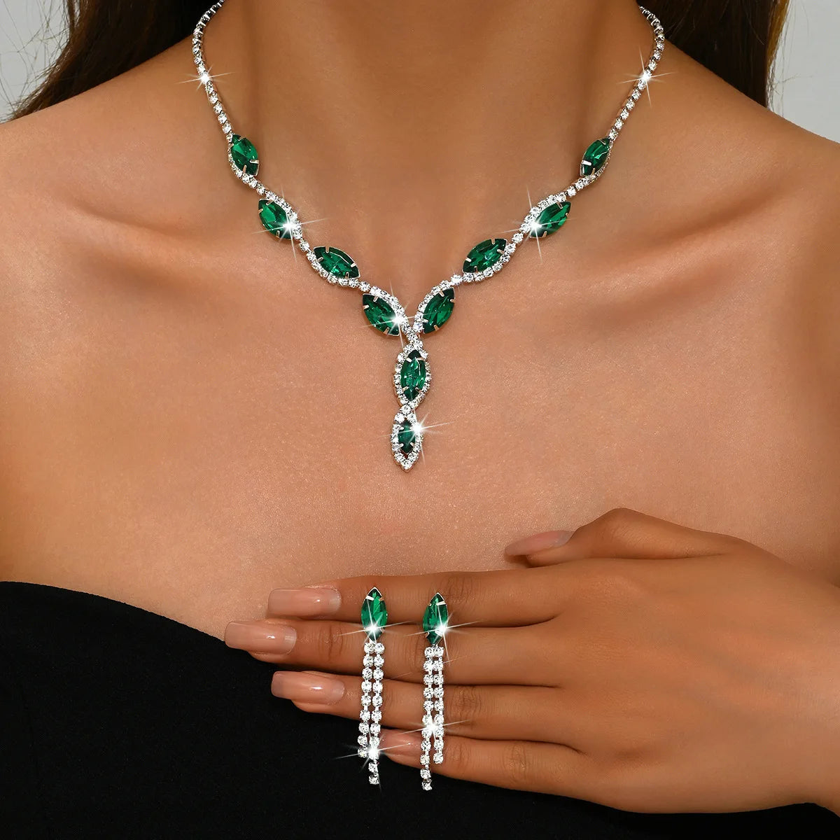 BLIJERY Elegant Purple Crystal Jewelry Sets for Women Crystal Rhinestones Necklace Earrings Bridal Wedding Party Jewelry Sets