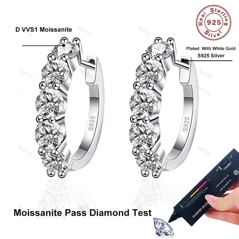 Dazzling 3mm Moissanite Hoop Earrings in Sterling Silver