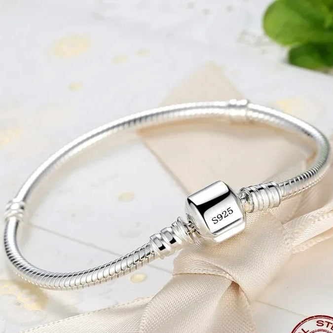 Sterling Silver Snake Chain Charm Bracelet