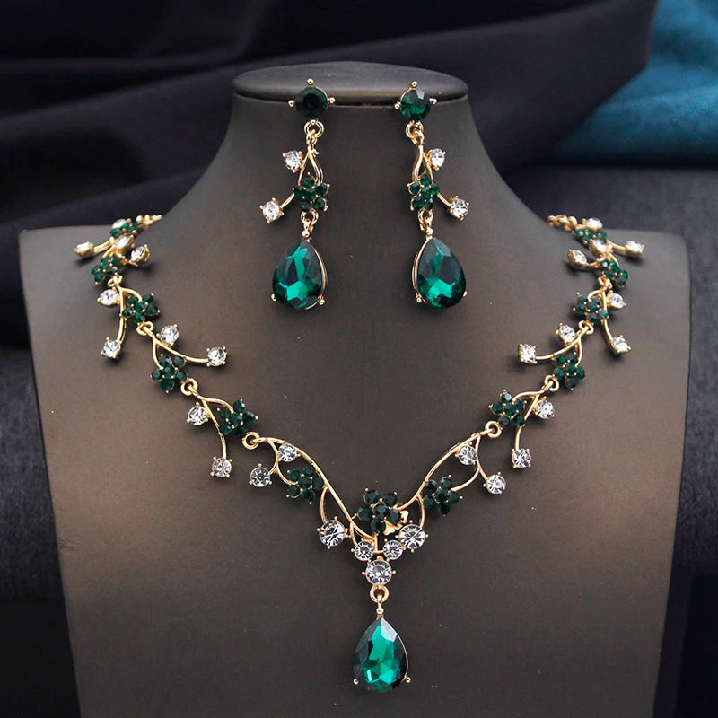 Elegant Water Drop Bridal Jewelry Set - Choker & Earrings