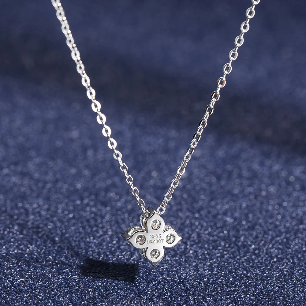 Moissanite Clover Pendant Necklace 18K Gold Plated