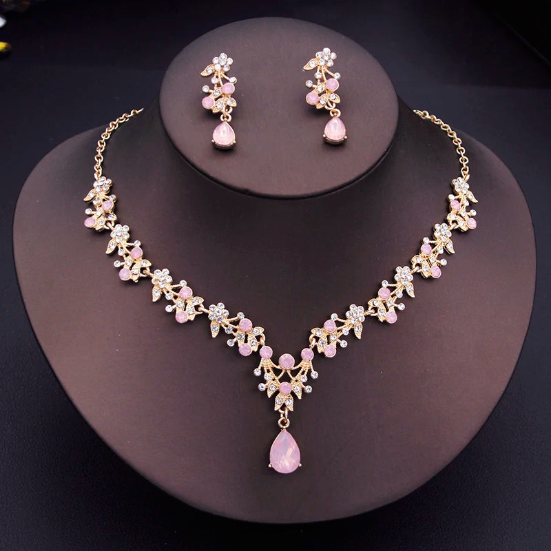 Elegant Floral Rhinestone Jewelry Set for Women