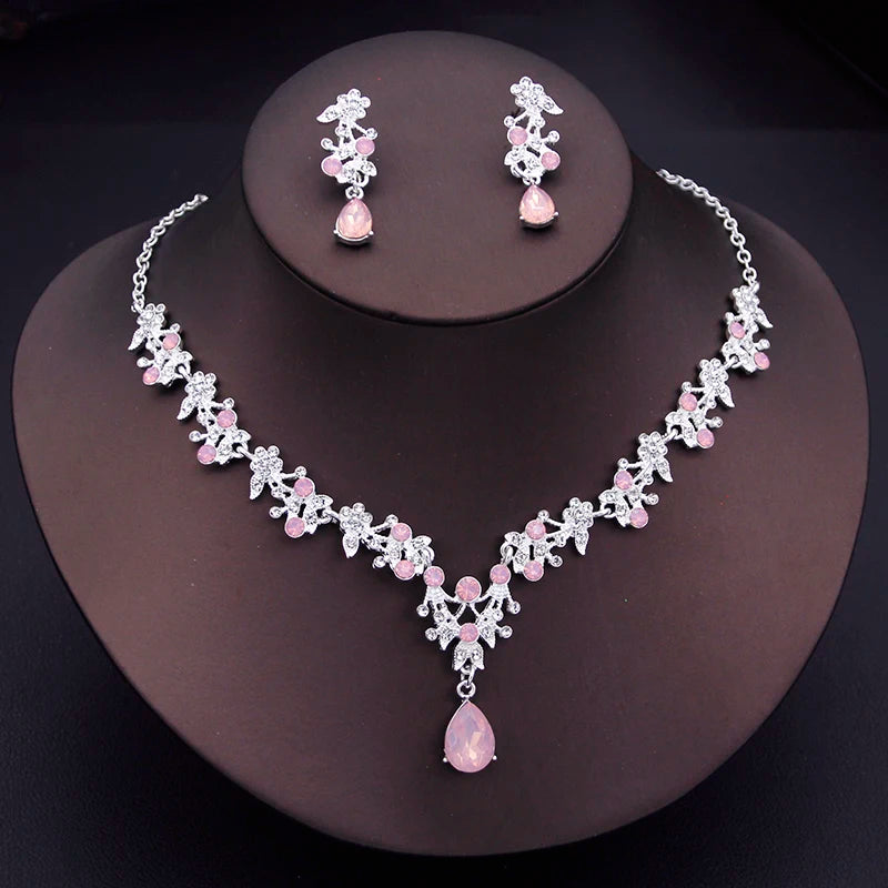 Elegant Floral Rhinestone Jewelry Set for Women