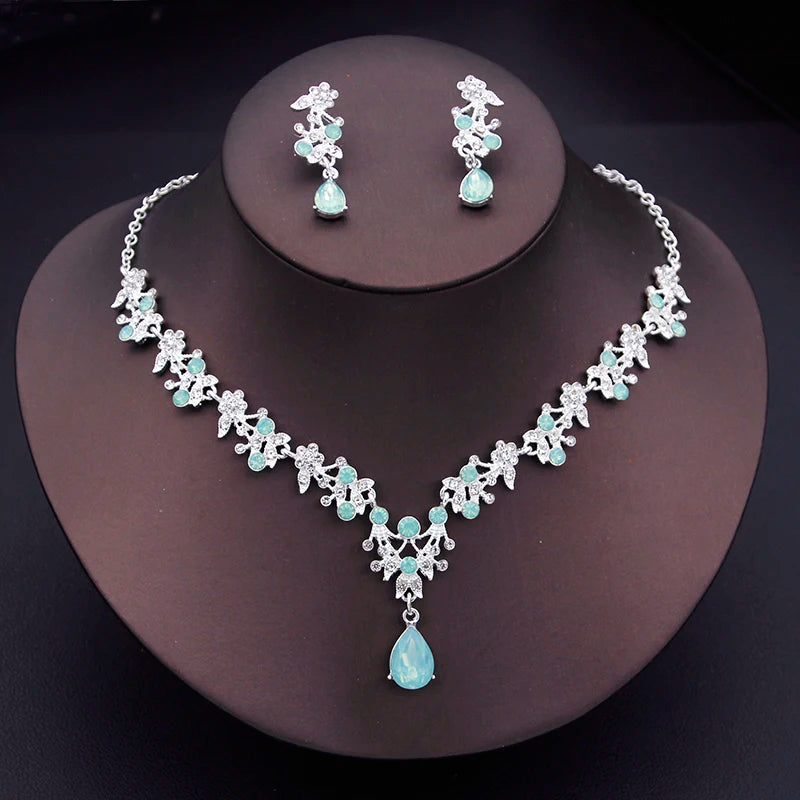 Elegant Floral Rhinestone Jewelry Set for Women