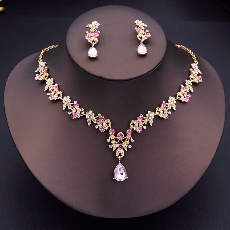 Elegant Floral Rhinestone Jewelry Set for Women