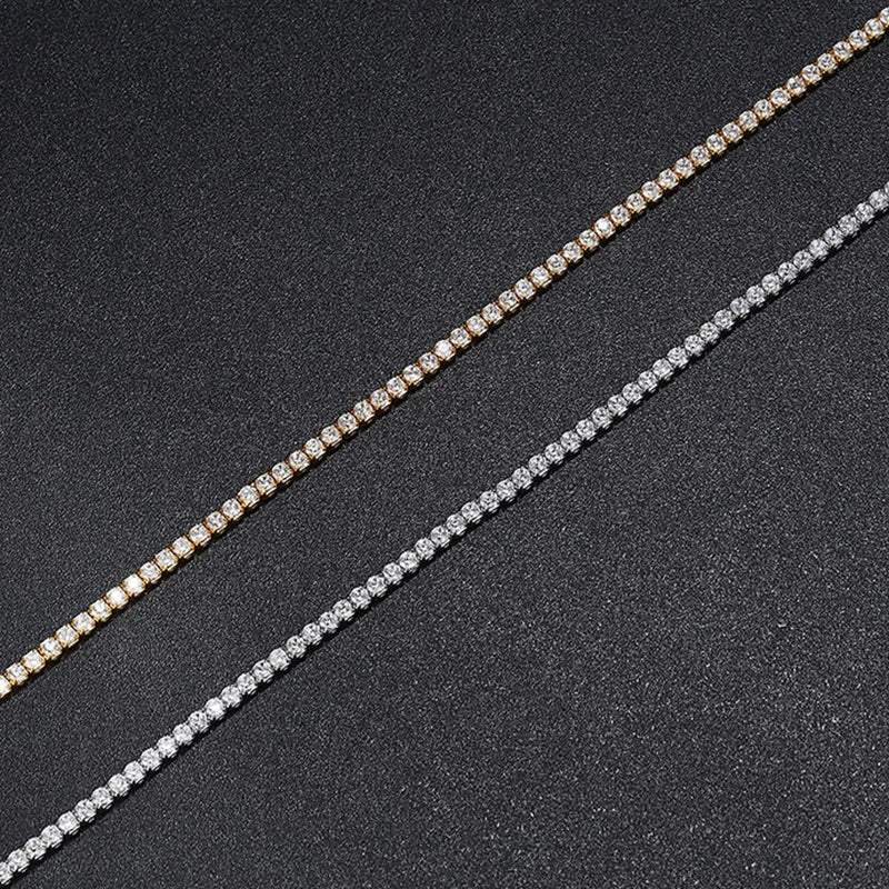 Dazzling 2mm Zircon Tennis Necklace in Sterling Silver