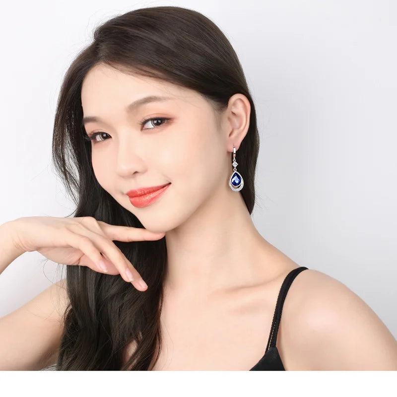 925 Sterling Silver Gemstone Drop Earrings