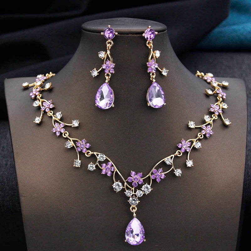 Elegant Water Drop Bridal Jewelry Set - Choker & Earrings