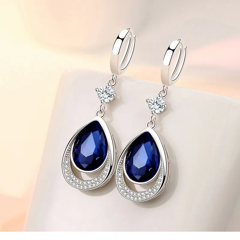 925 Sterling Silver Gemstone Drop Earrings