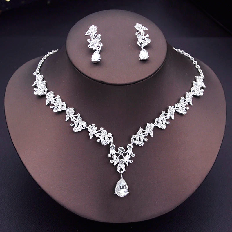 Elegant Floral Rhinestone Jewelry Set for Women