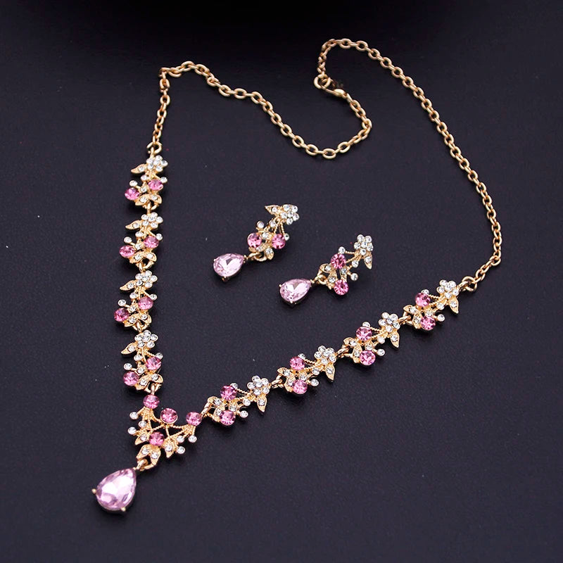 Elegant Floral Rhinestone Jewelry Set for Women